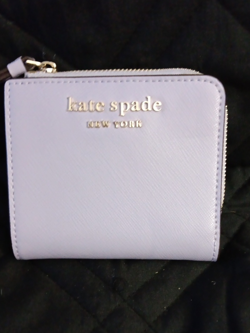 kate spade Lilac Saffiano Zip Around Wallet with Silver Logo